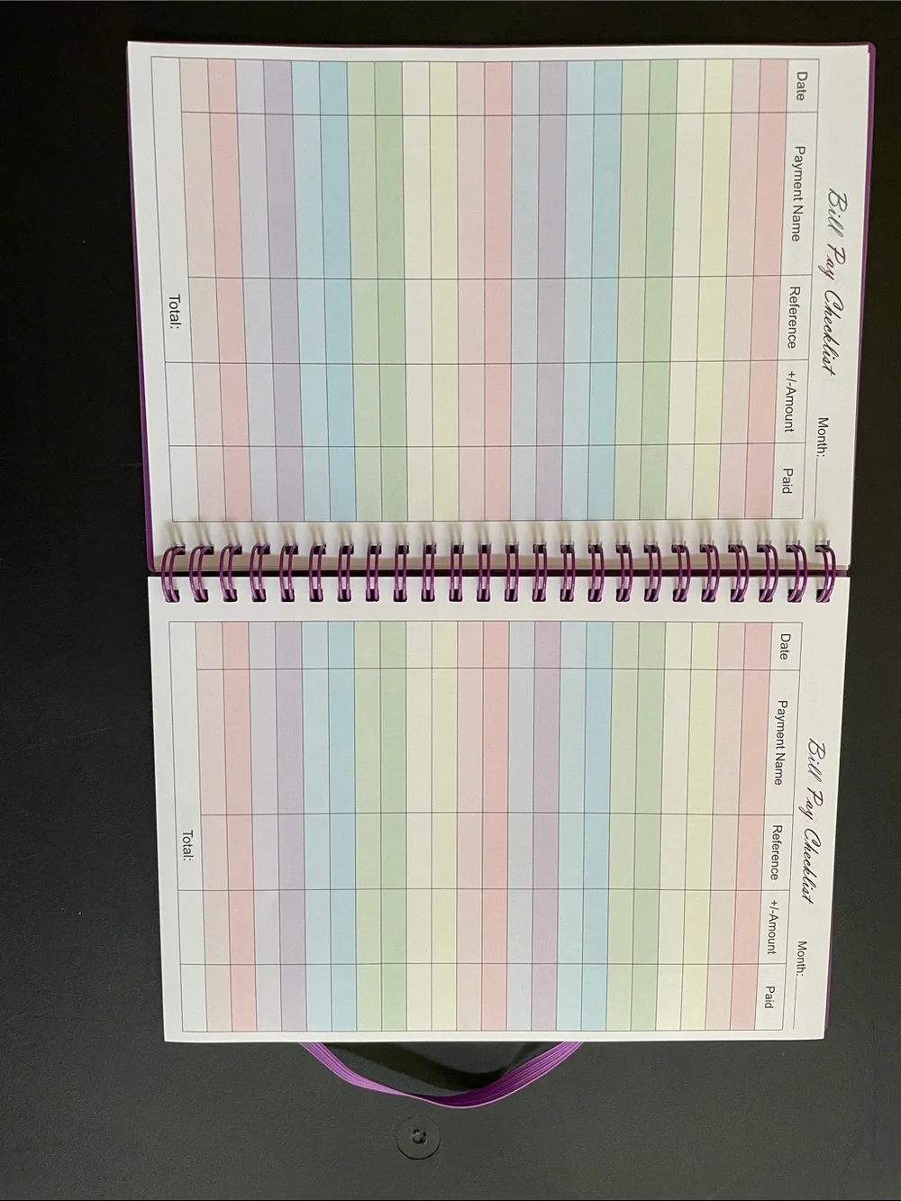 Bill Payment Tracker Notebook - Pink Spiral Organizer